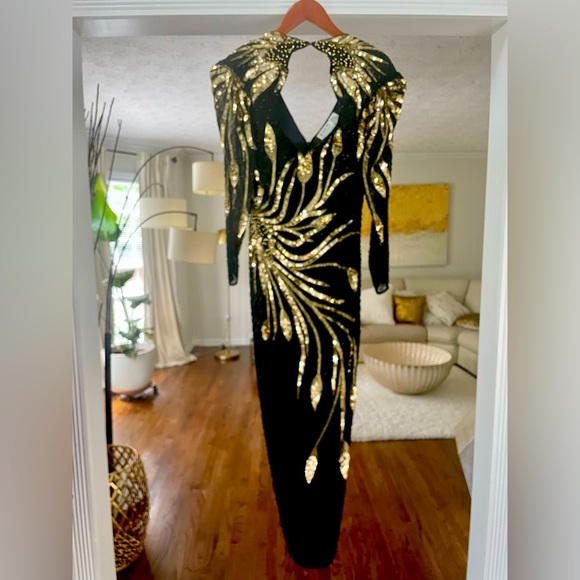 Vintage Neiman Marcus Sequined Gown Sz 12 - Picture 1 of 5